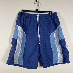Jimmyz Men's Swim Trunks W/Mesh Lining Blue White Tie Front Large Beach!